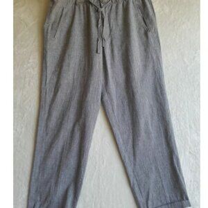 Mens Size XL Linen Blend Cuffed Casual Beach Vacation Resort Trousers Gray